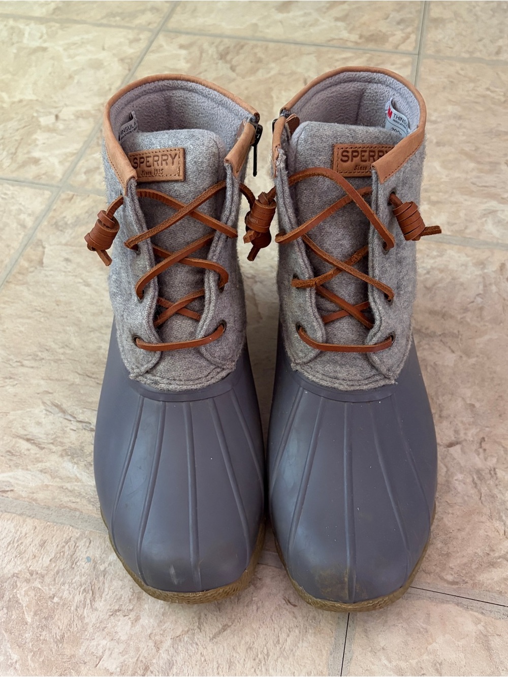 Sperry Saltwater Duck Boots Gray Wool 200g Thinsulate Insulated Women’s 8.5 - Picture 5 of 12